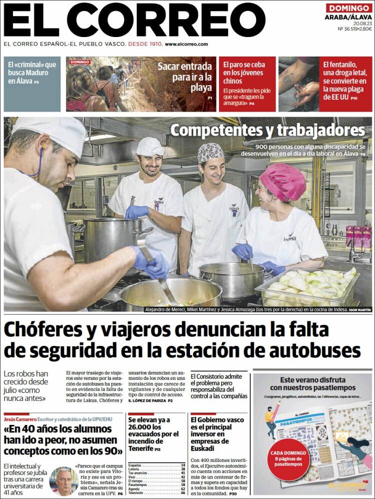 Portada de El Correo - Álava (España)