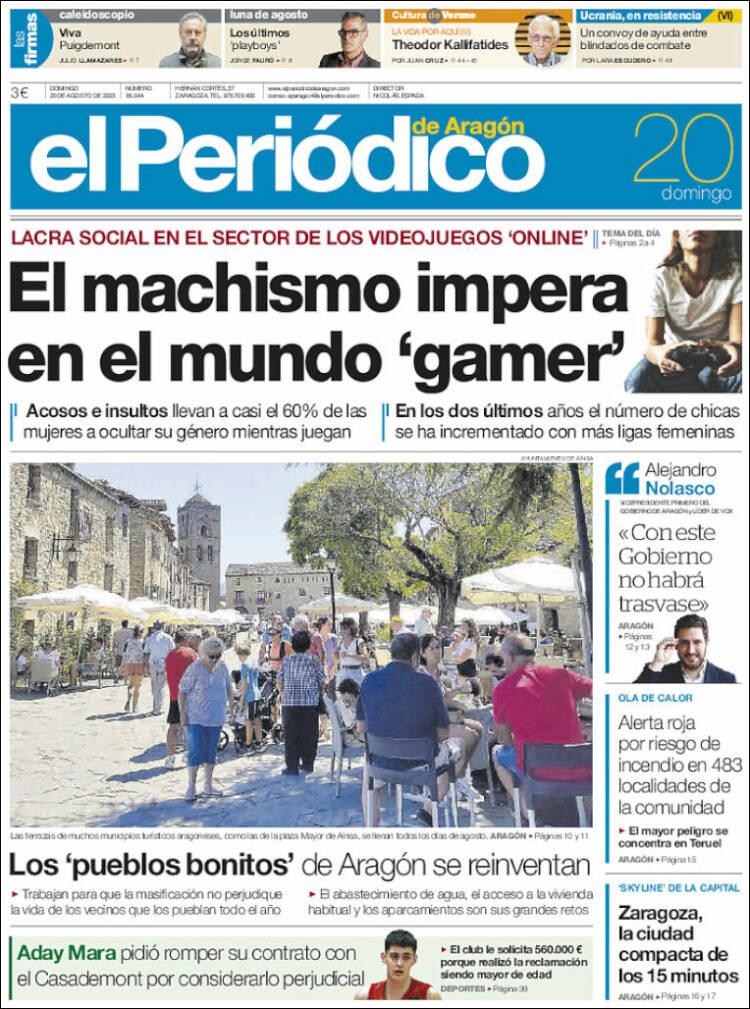 Portada de El Periódico de Aragón (España)