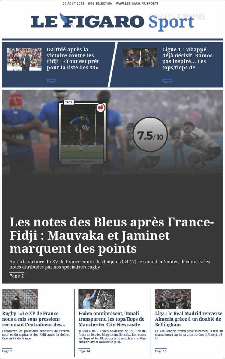 Portada de Le Figaro Sport (Francia)