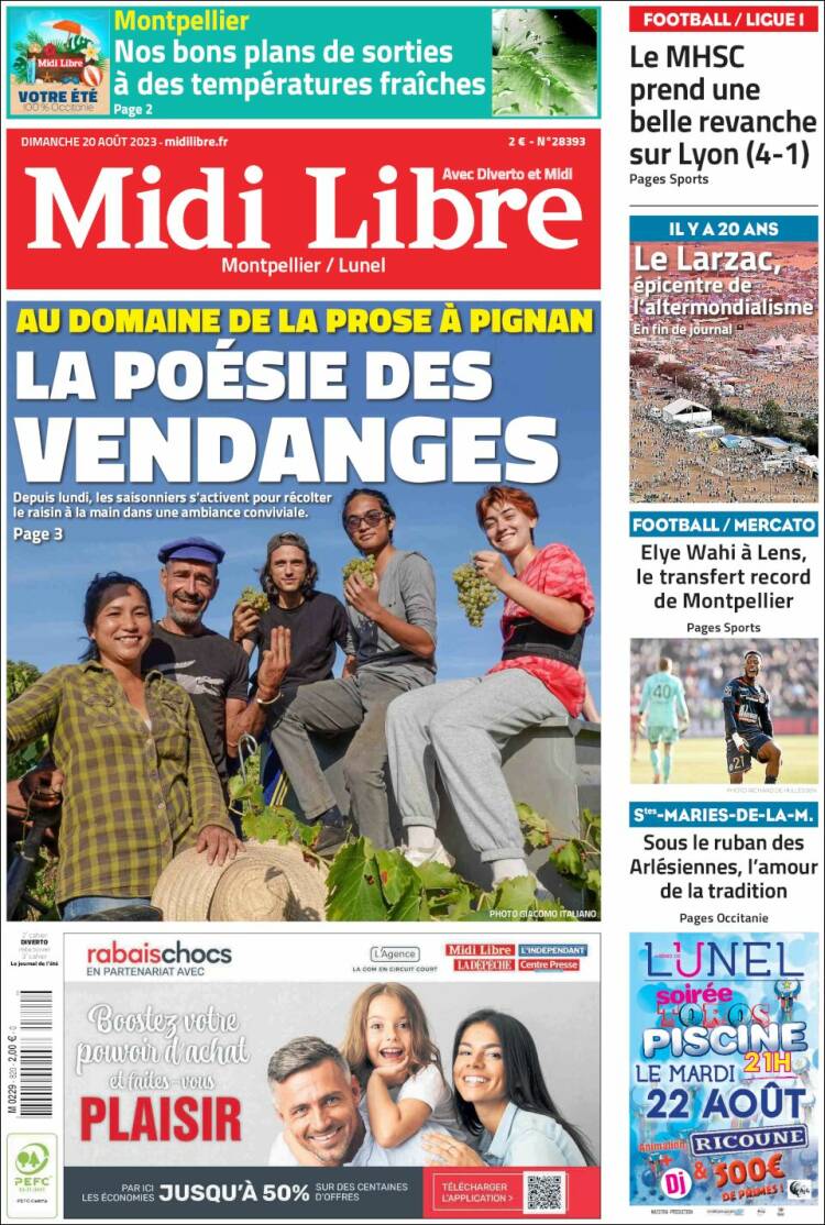 Portada de Midi Libre (Francia)