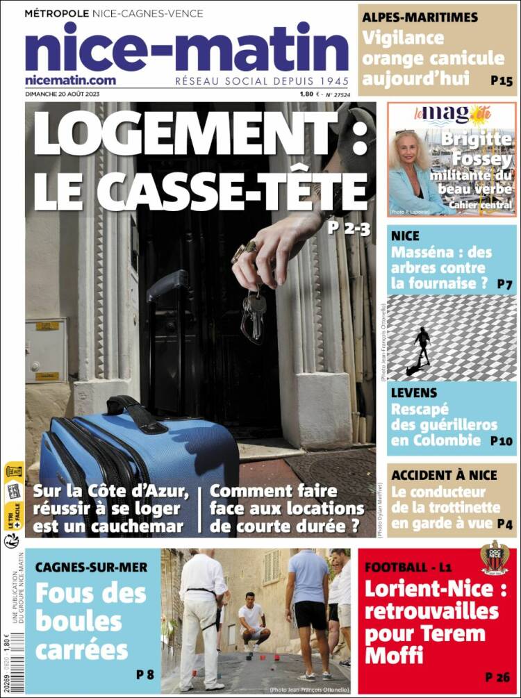 Portada de Nice-Matin (Francia)