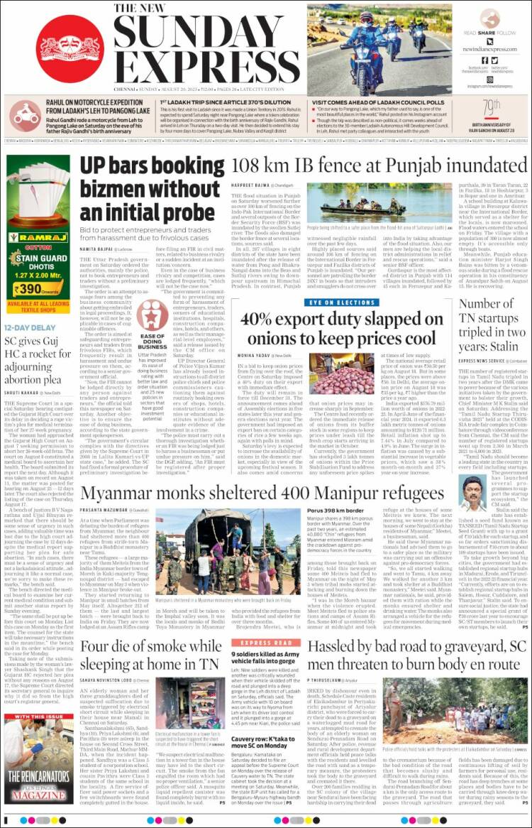Portada de New Indian Express (India)