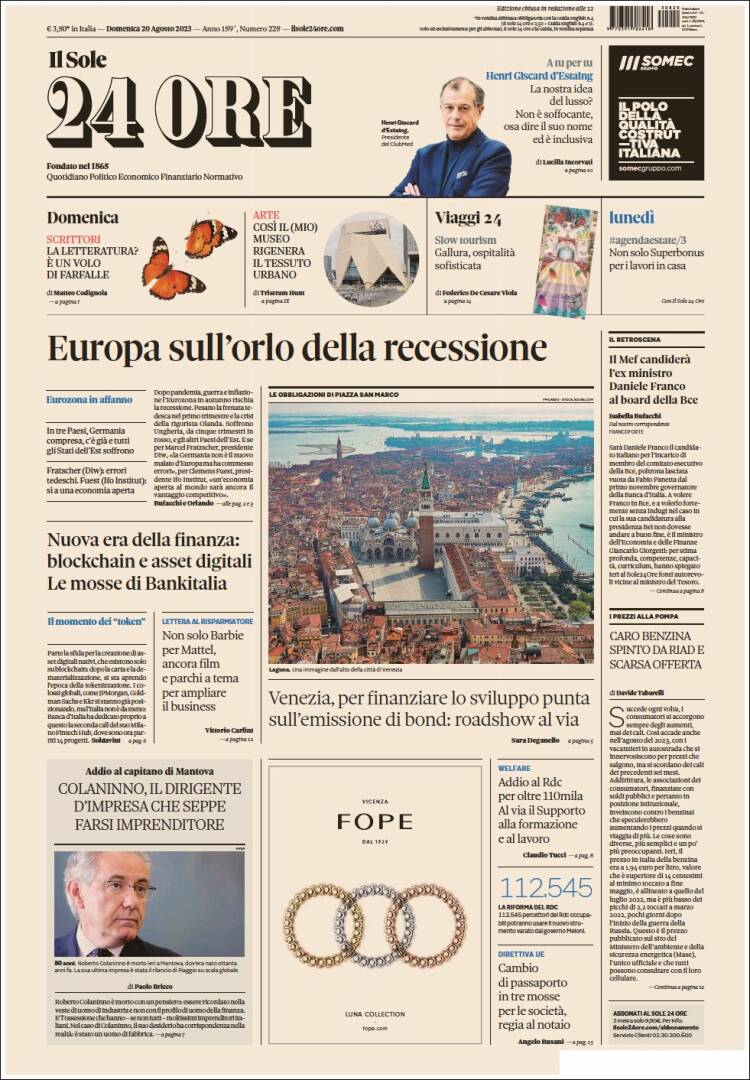 Portada de Il Sole 24 ORE (Italia)