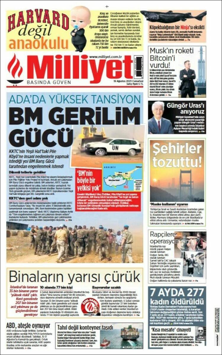 Portada de Milliyet (Turqu&iacute;a)