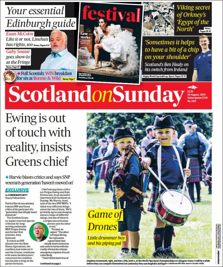 Portada de The Scotsman (Reino Unido)