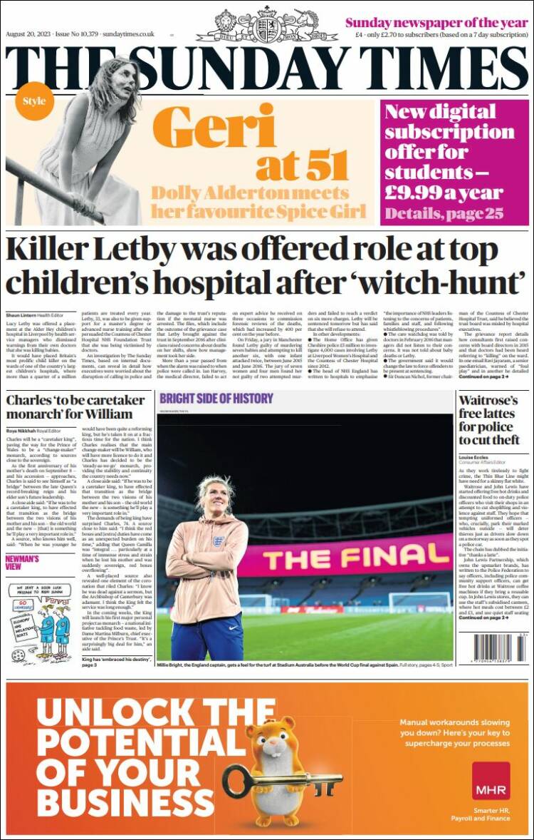 Portada de The Times (Reino Unido)