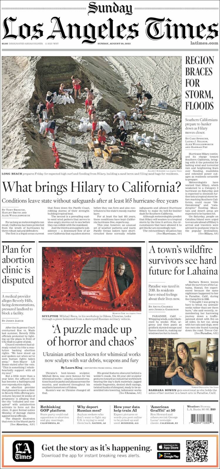 Portada de Los Angeles Times (USA)