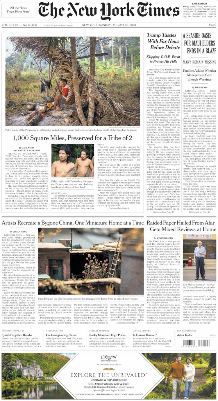 Portada de New York Times (USA)