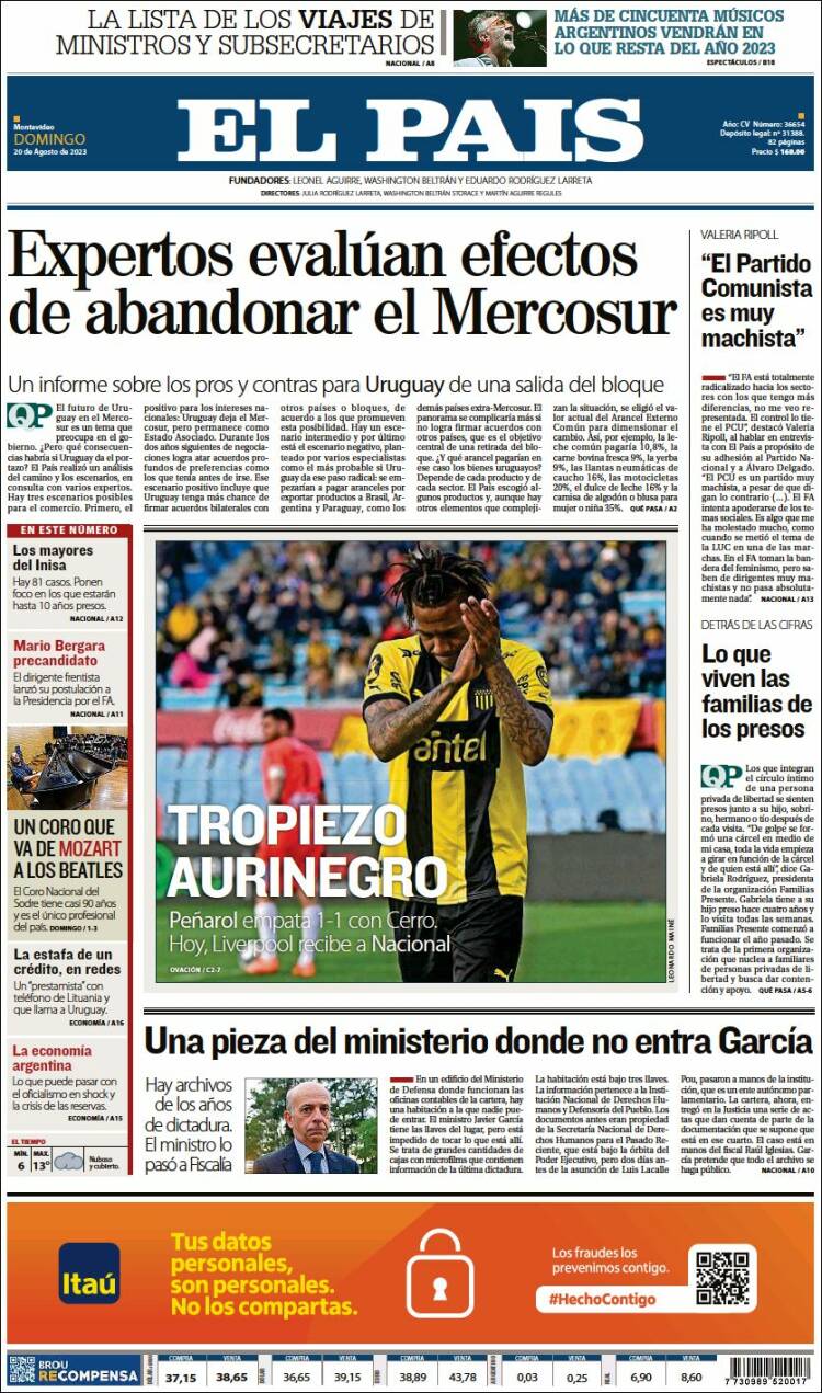 Portada de El País (Uruguay)