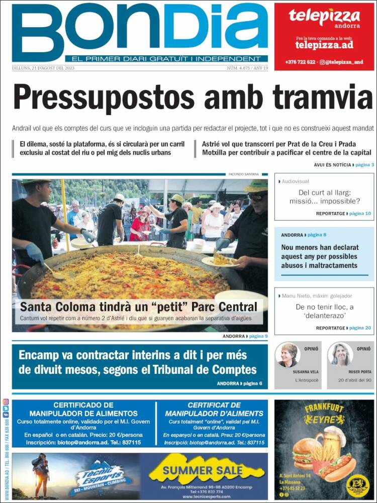 Portada de Diari Bondia (Andorra)