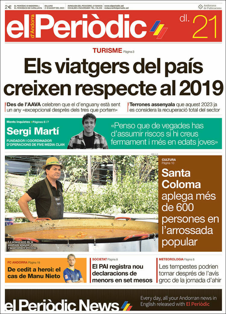 Portada de El Periòdic d'Andorra (Andorra)