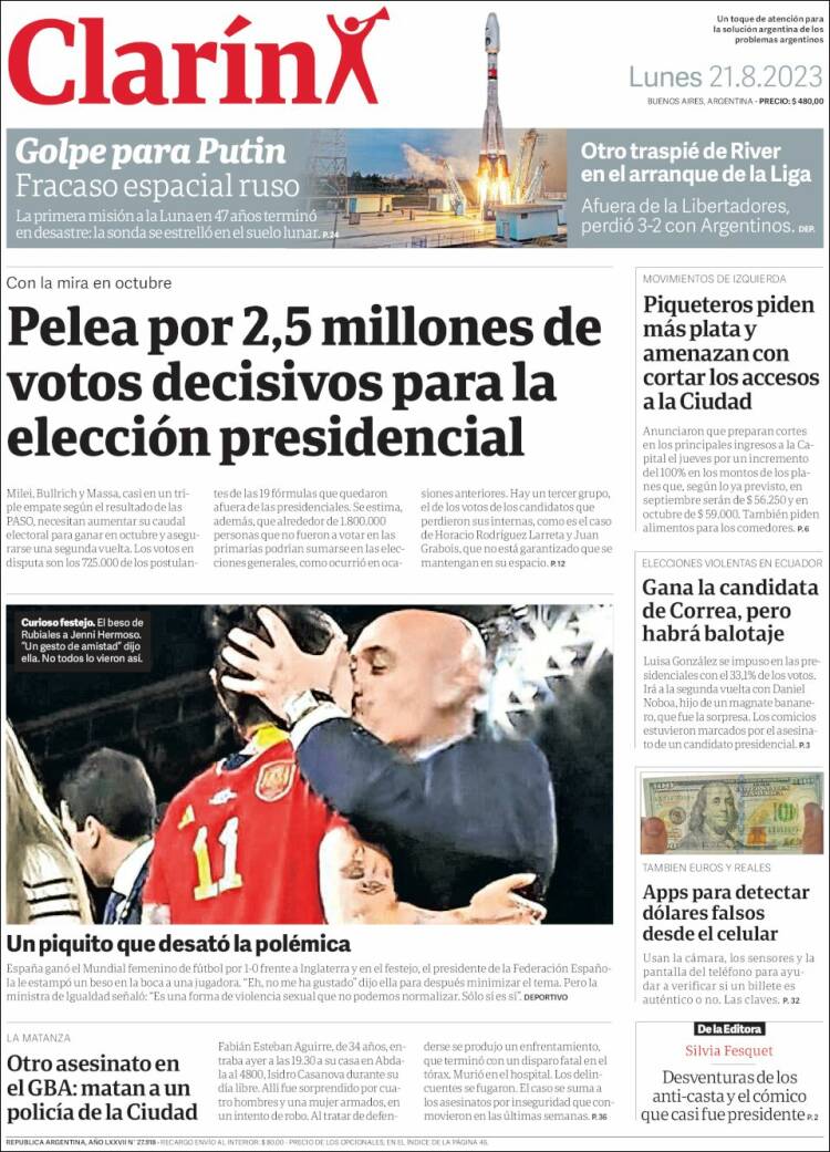Portada de Clarín (Argentina)