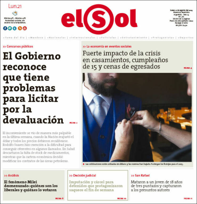 Portada de El Sol Diario (Argentina)