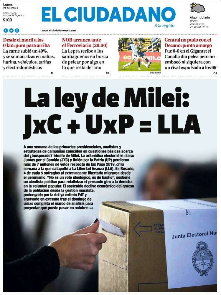 Portada de Diario El Ciudadano (Argentina)