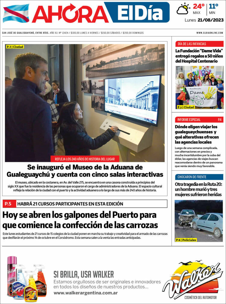 Portada de El Día de Gualeguaychú (Argentina)