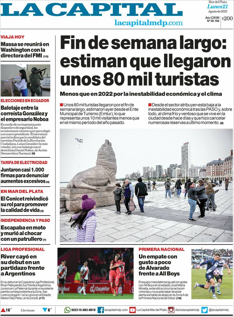 Portada de Diario La Capital - Mar del Plata (Argentina)