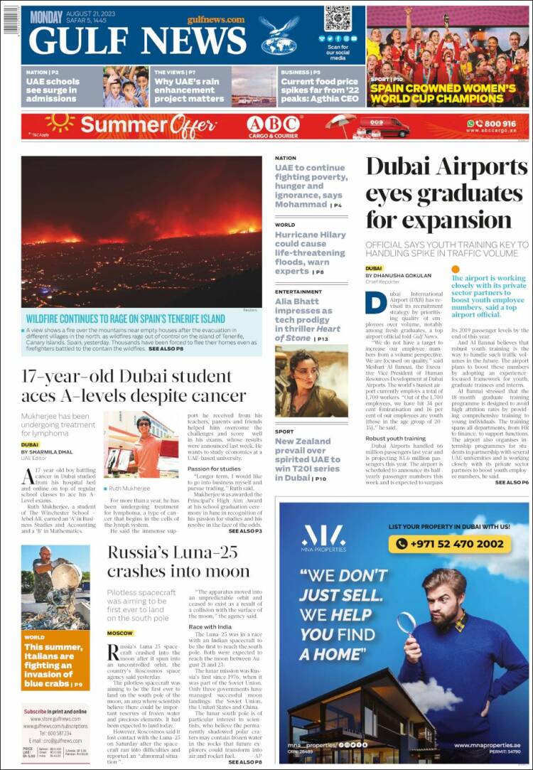 Portada de Gulf News (Asia-Pacific)
