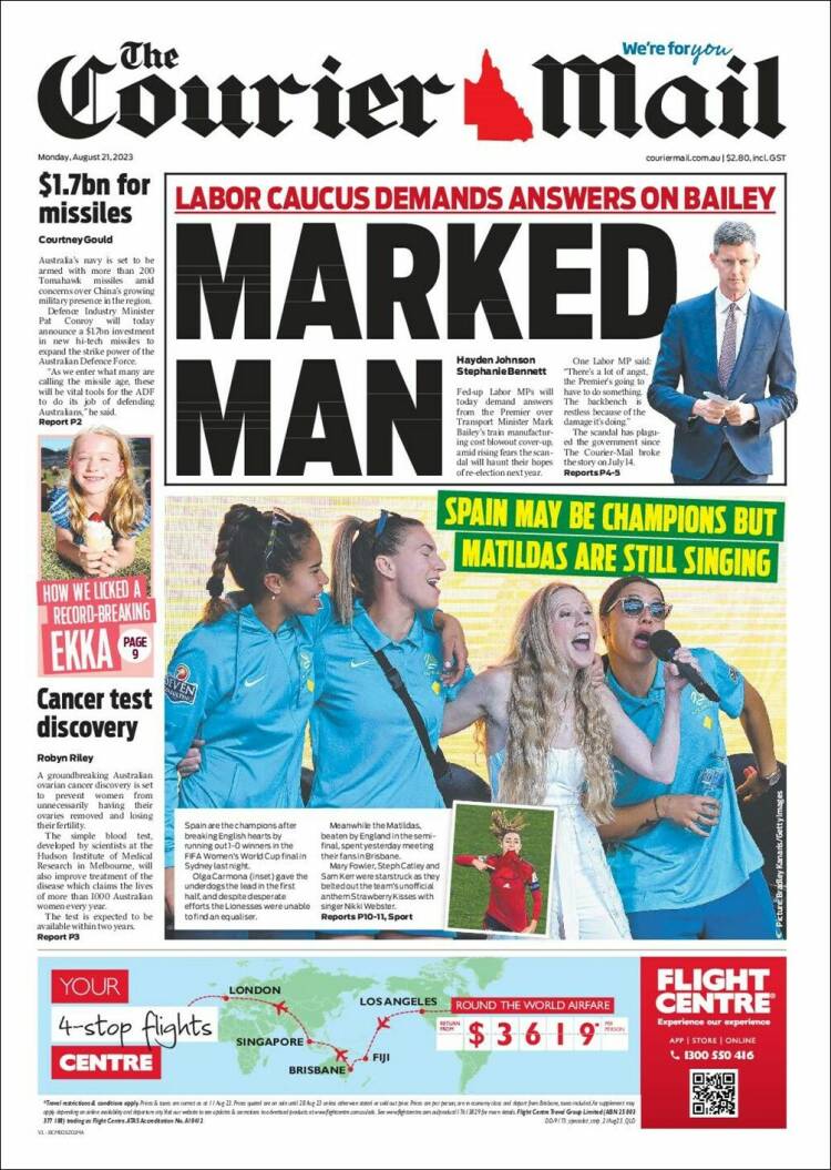 Portada de The Courier-Mail (Australia)