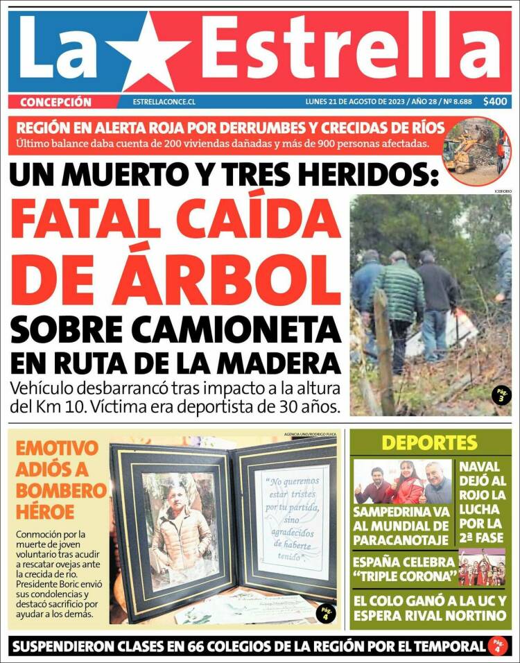 Portada de La Estrella de Concepción (Chile)