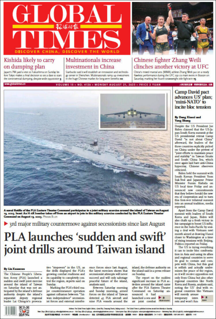 Portada de The Global Times (China)