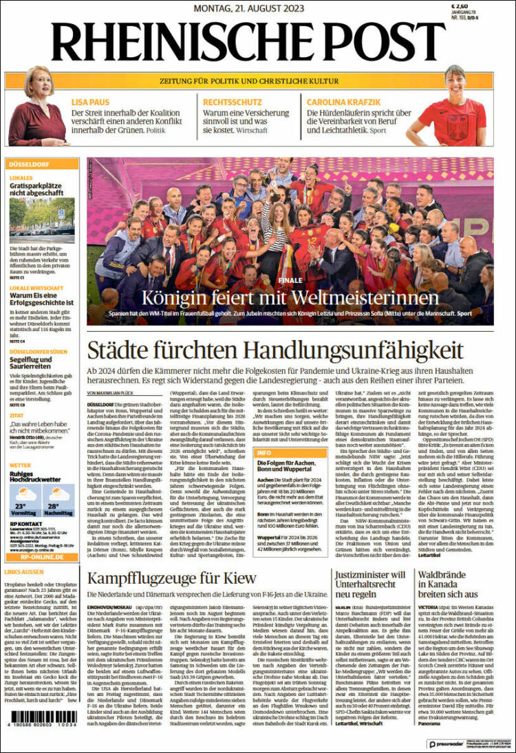 Portada de Rheinische Post (Alemania)