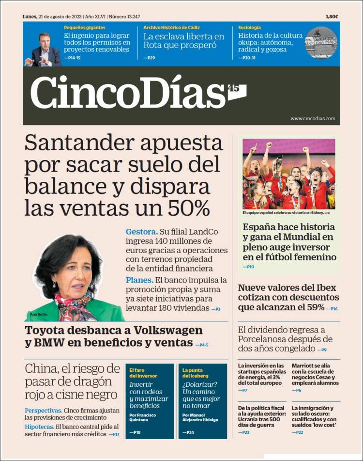 Portada de Cinco Días (Espa&ntilde;a)