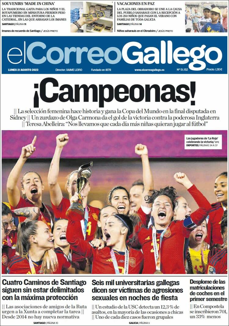 Portada de El Correo Gallego (España)
