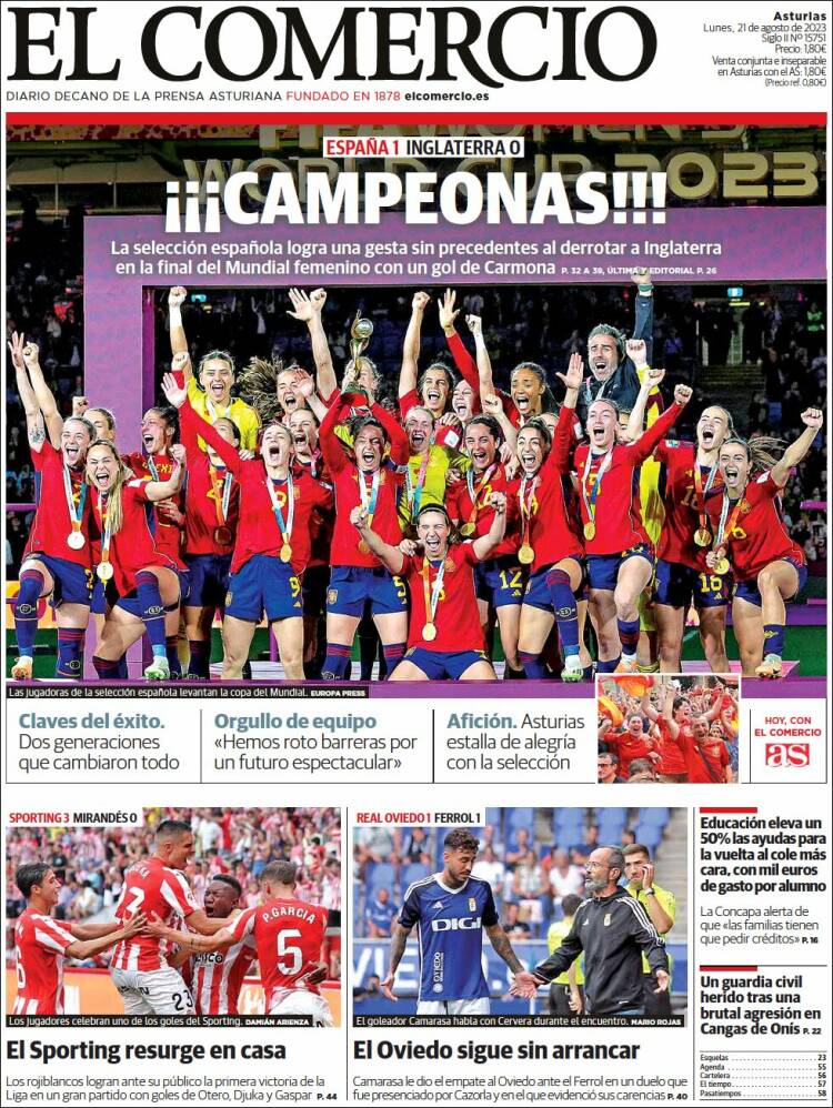 Portada de El Comercio (España)
