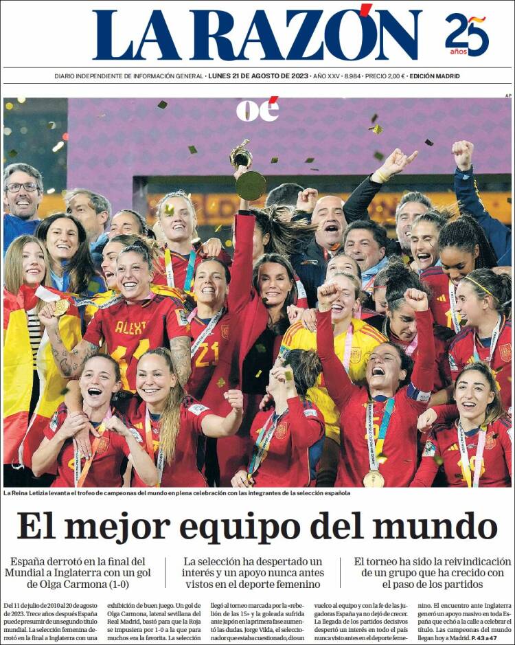 Portada de La Razón (España)