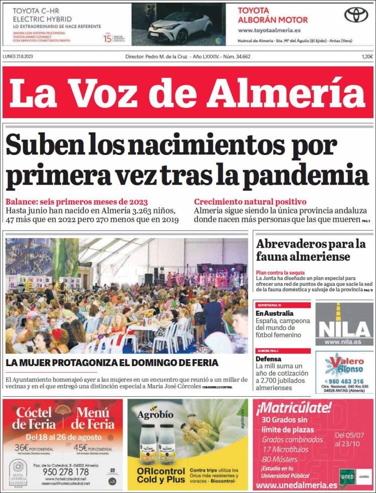 Portada de La Voz de Almería (España)