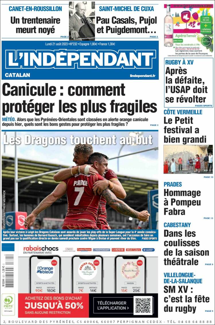 Portada de Le Indépendant (Francia)