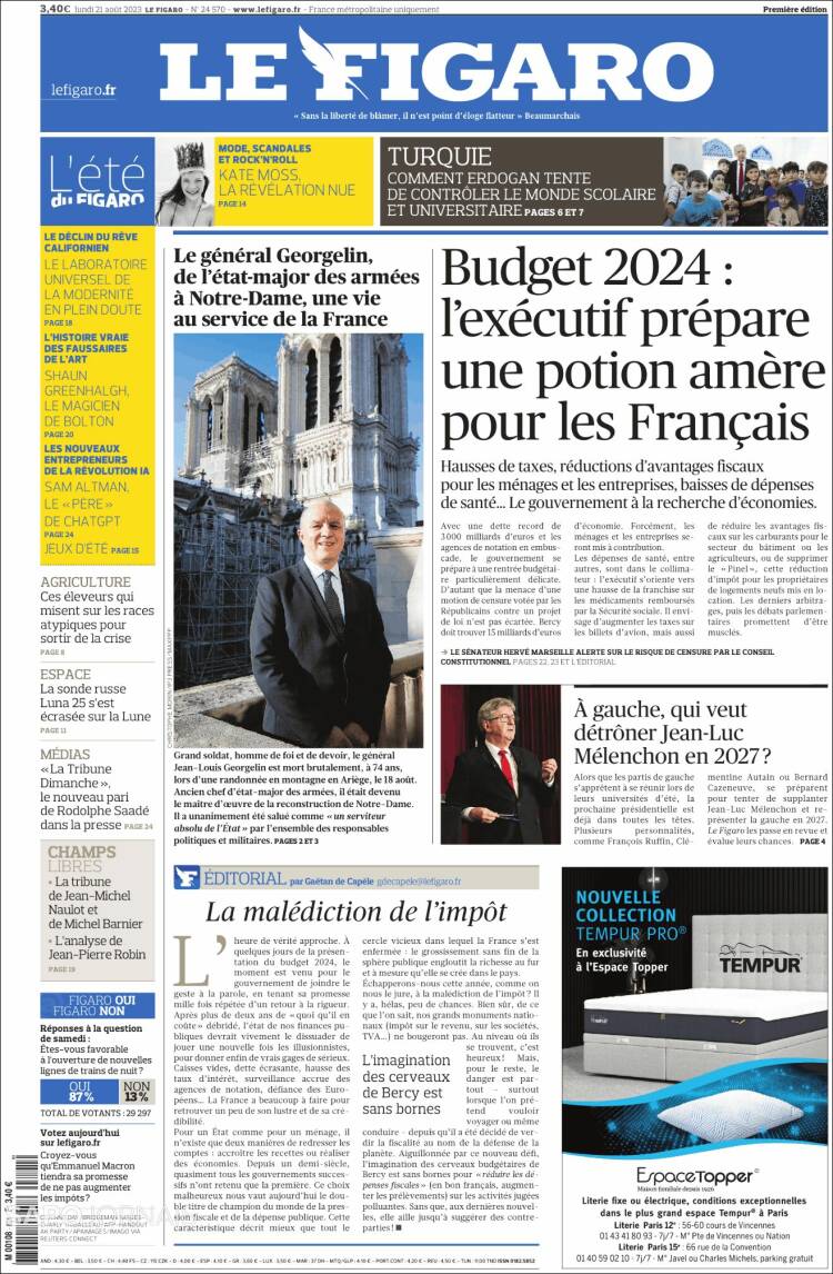 Portada de Le Figaro (Francia)