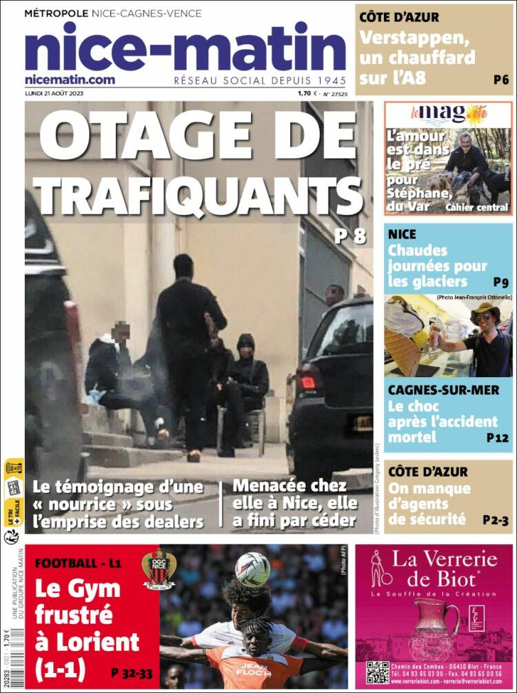 Portada de Nice-Matin (Francia)