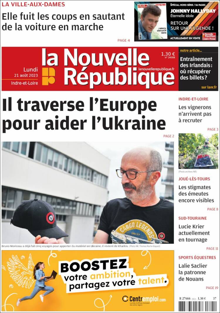 Portada de La Nouvelle Republique (Francia)