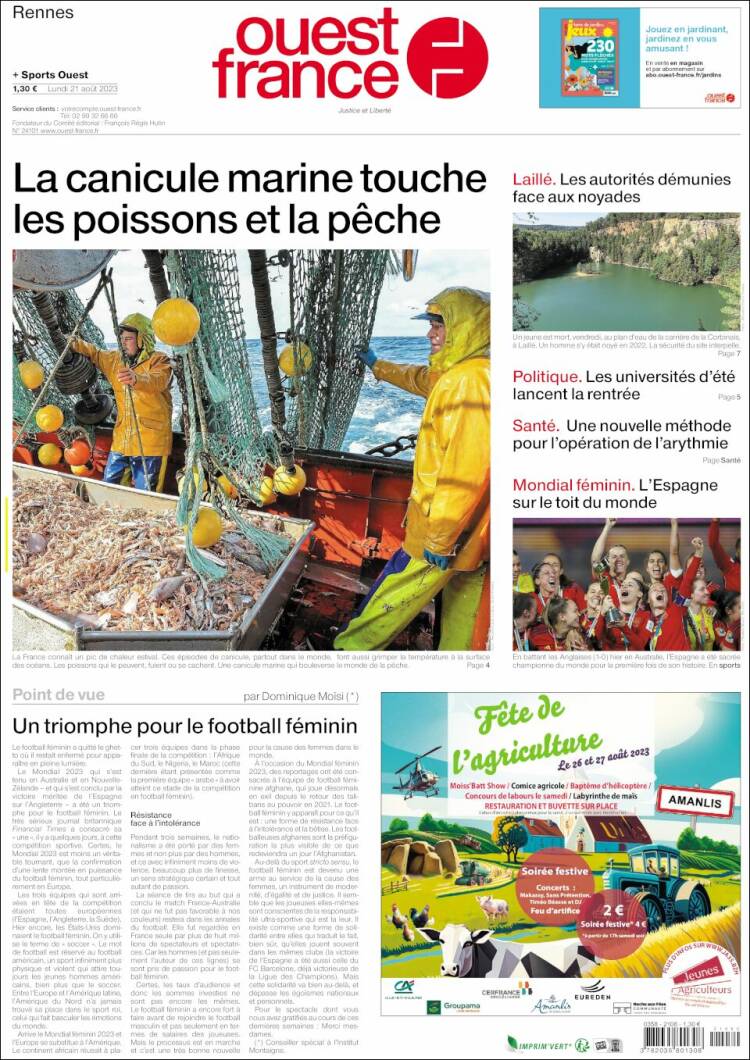 Portada de Ouest France (Francia)
