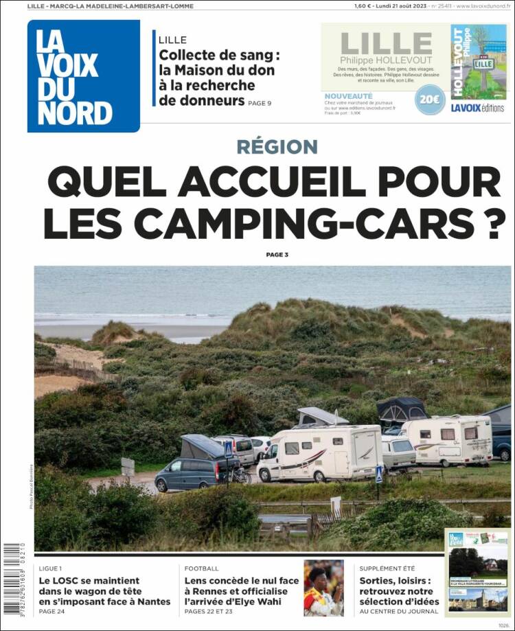 Portada de La Voix du Nord (Francia)