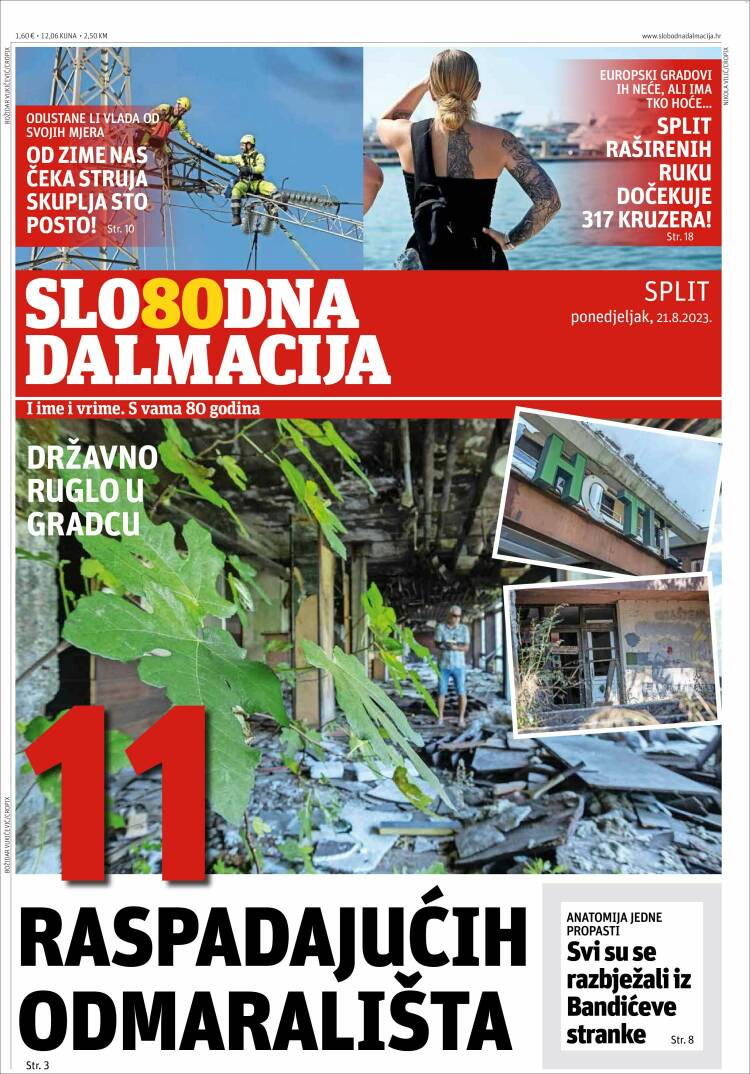Portada de Slobodna Dalmacija (Croacia)