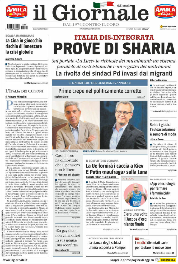 Portada de il Giornale (Italia)