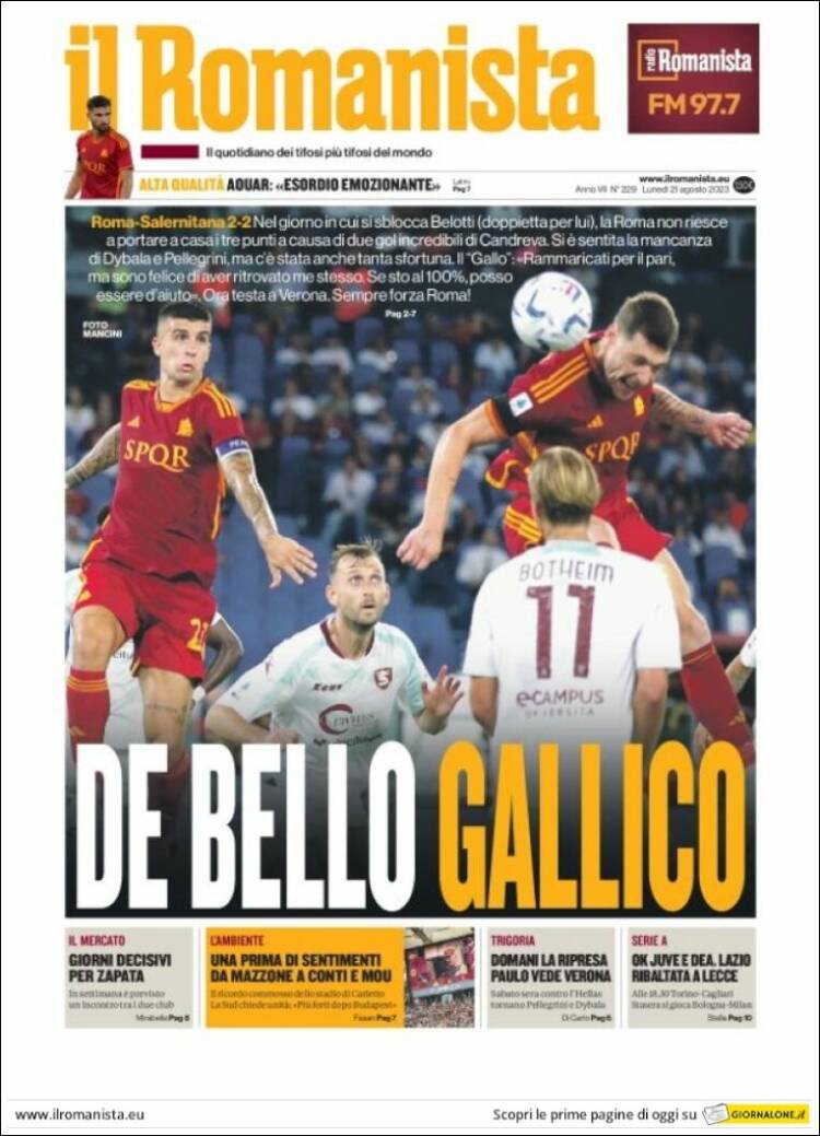 Portada de Romanista (Italia)