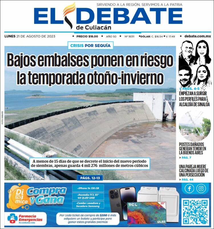 Portada de El Debate de Culiacán (Mexico)