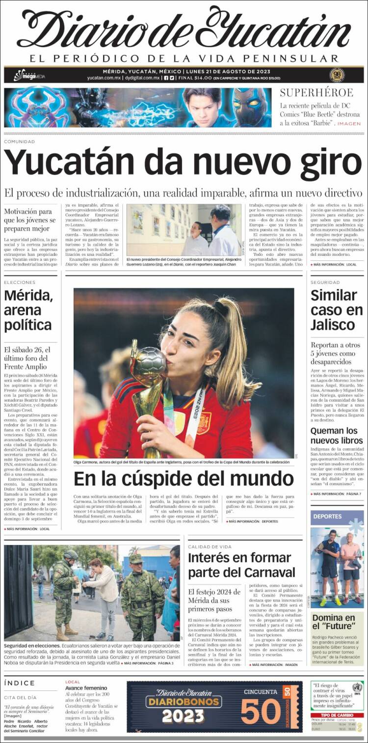 Portada de Diario de Yucatán (Mexico)