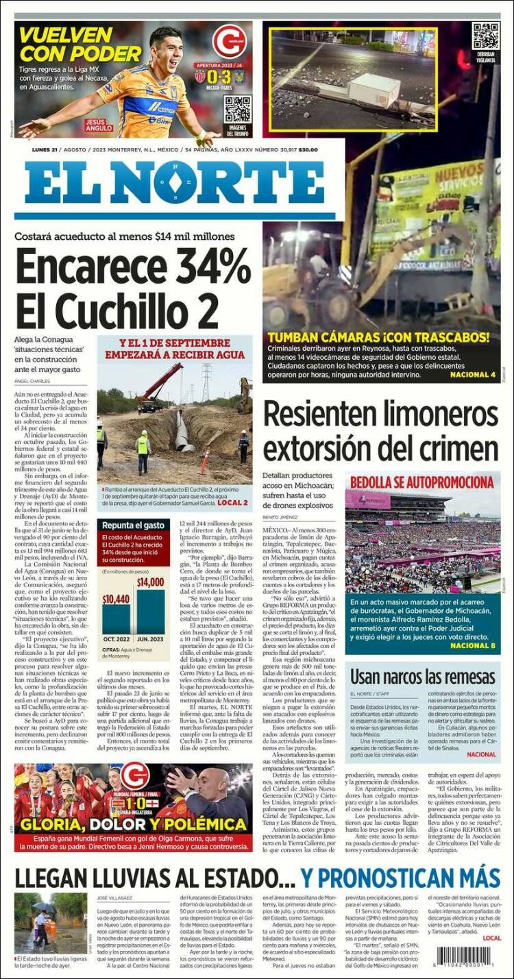 Portada de El Norte (Mexico)
