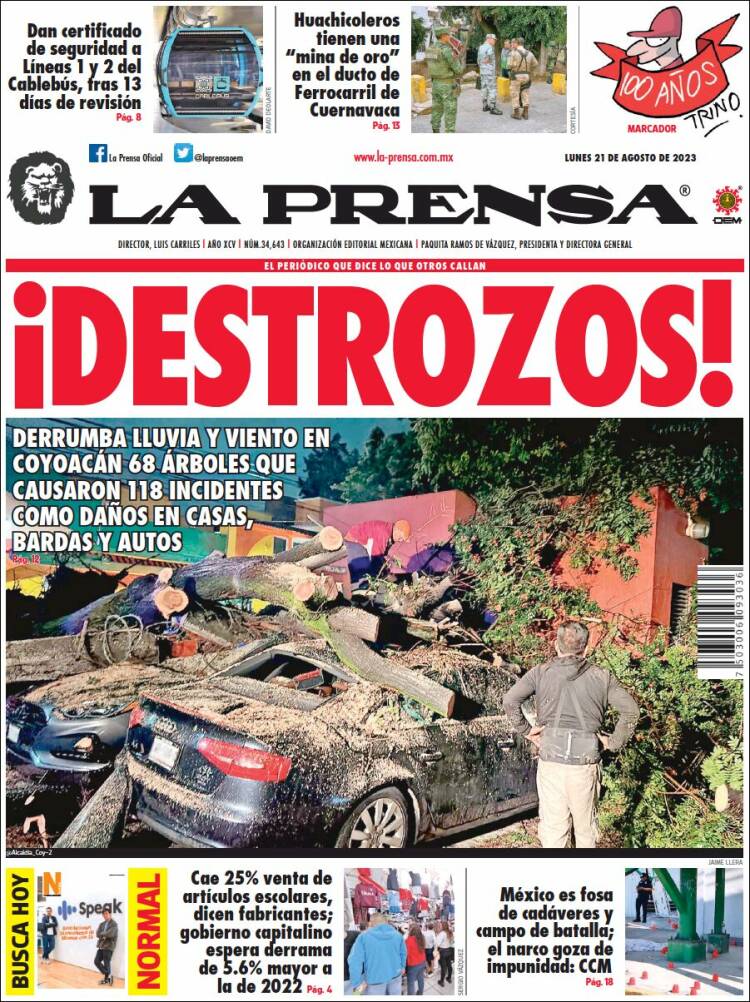 Portada de La Prensa (Mexico)