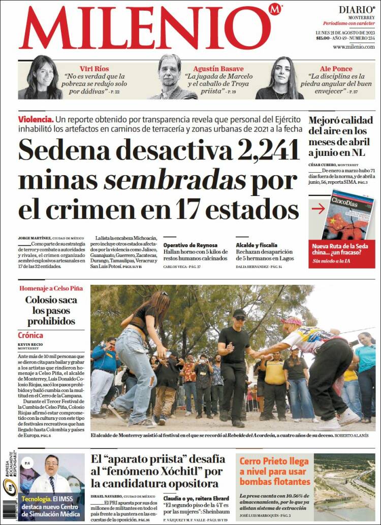 Portada de Milenio de Monterrey (Mexico)