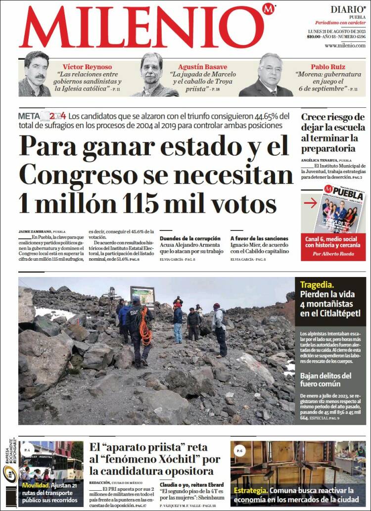 Portada de Milenio de Puebla (Mexico)