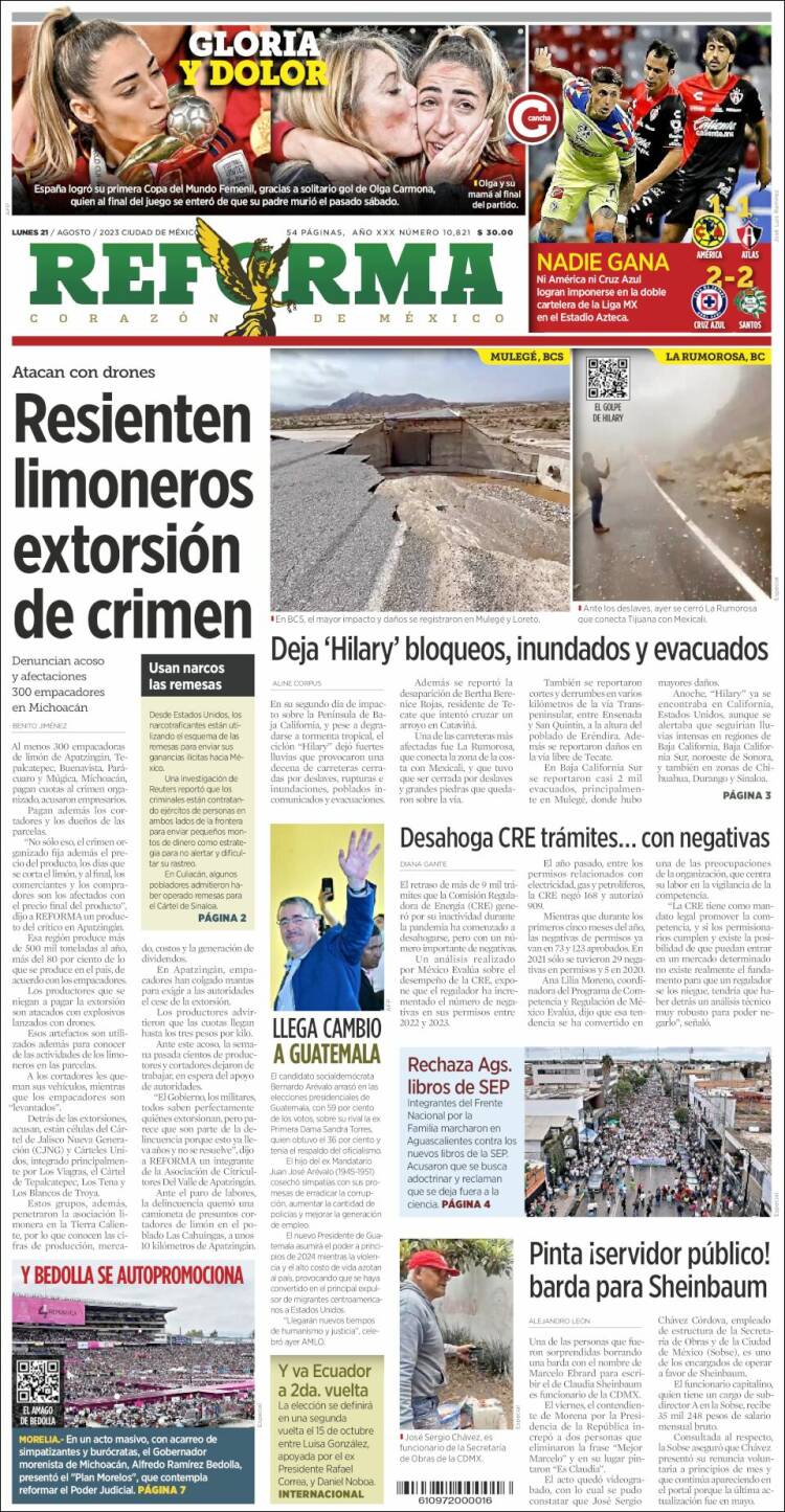 Portada de Reforma (Mexico)