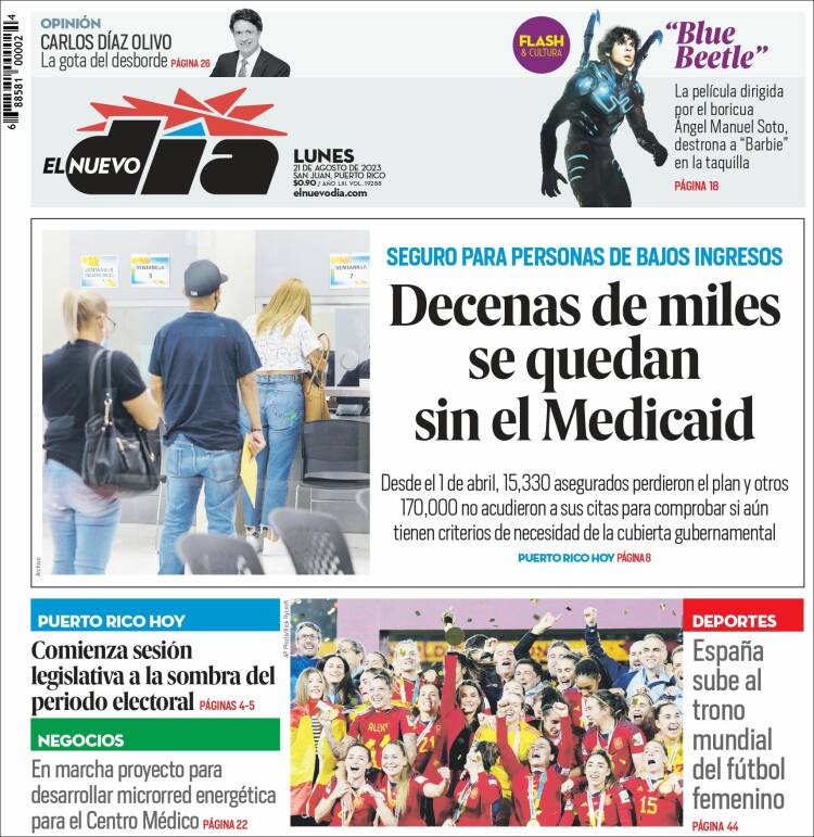 Portada de El Nuevo Día (Puerto Rico)