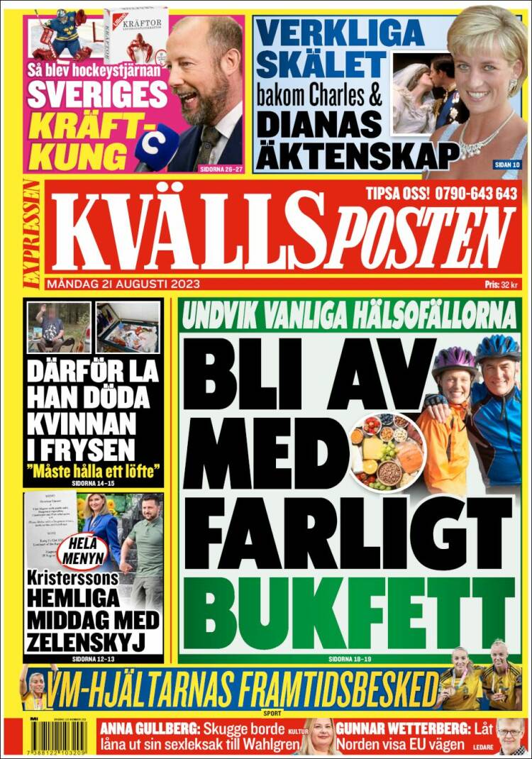 Portada de Kvällsposten (Suecia)