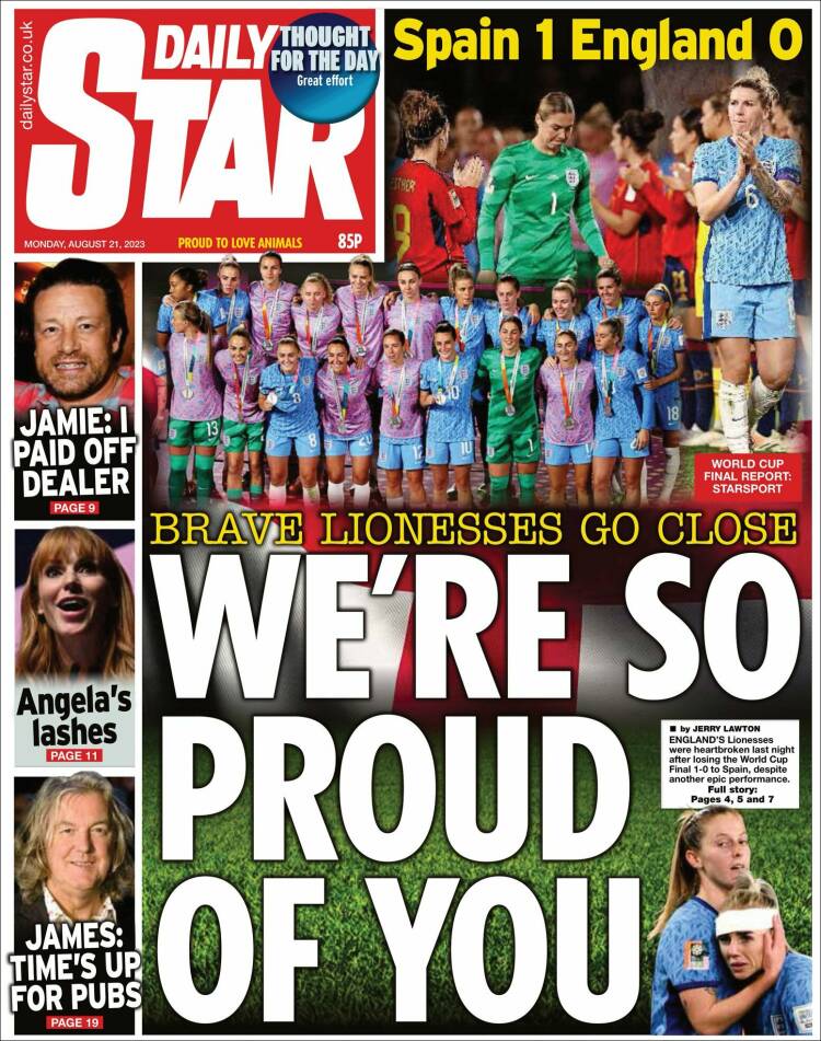 Portada de Daily Star (Reino Unido)