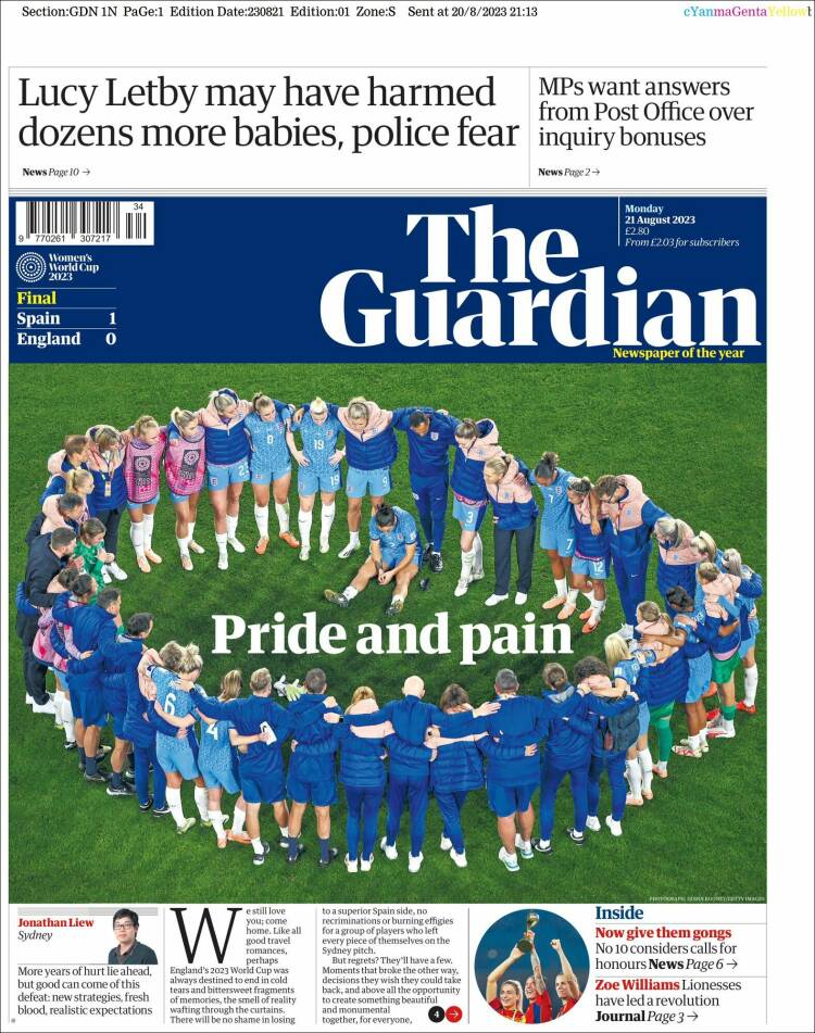 Portada de The Guardian (Reino Unido)